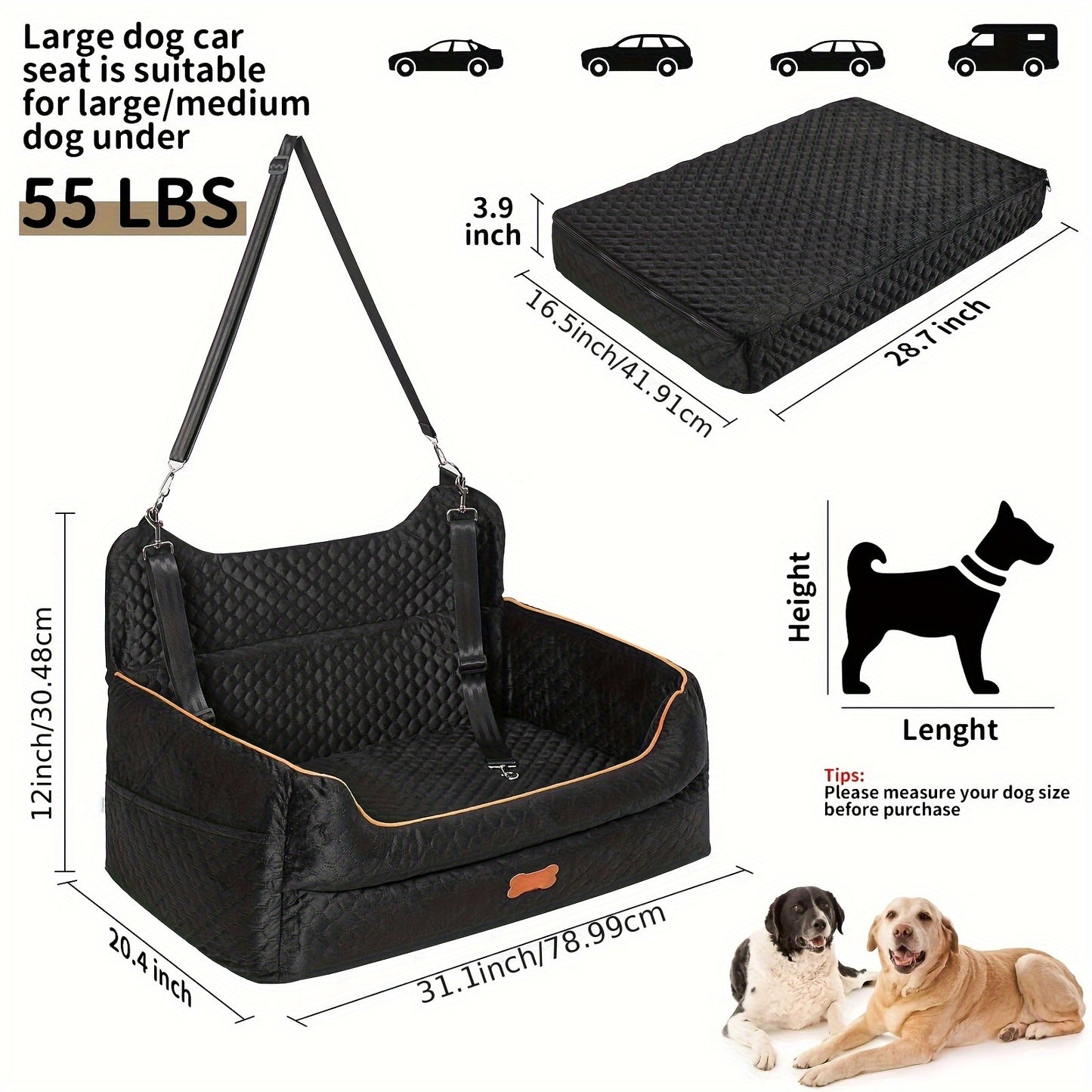 Panier xxl pour chien | Car Orthopédic Comfort