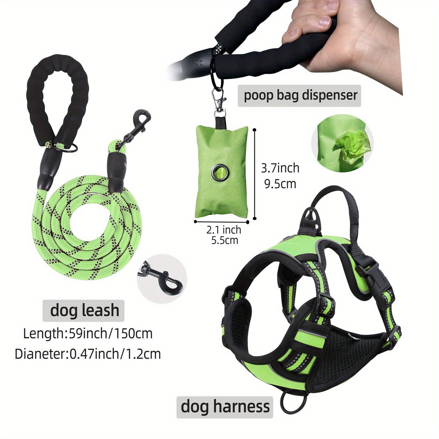 Harnais anti traction chien- MiTOOE kit 3 pcs