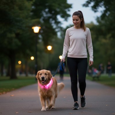 Colliers lumineux pour Chiens labrador balade rose