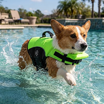 Gilet de sauvetage Chien vert
