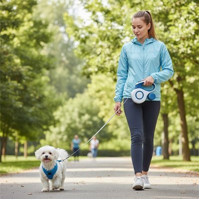 Laisse enrouleur chien | Ergonomique 8m - Le Chihuahua Voyageur