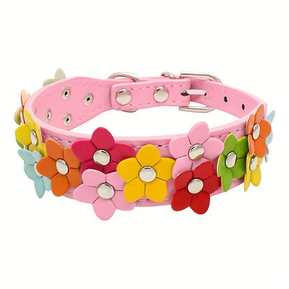 Collier en cuir pour chien- Double Row Of Flower