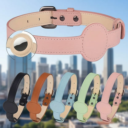 Collier cuir chien - Airtag Protective Tracker