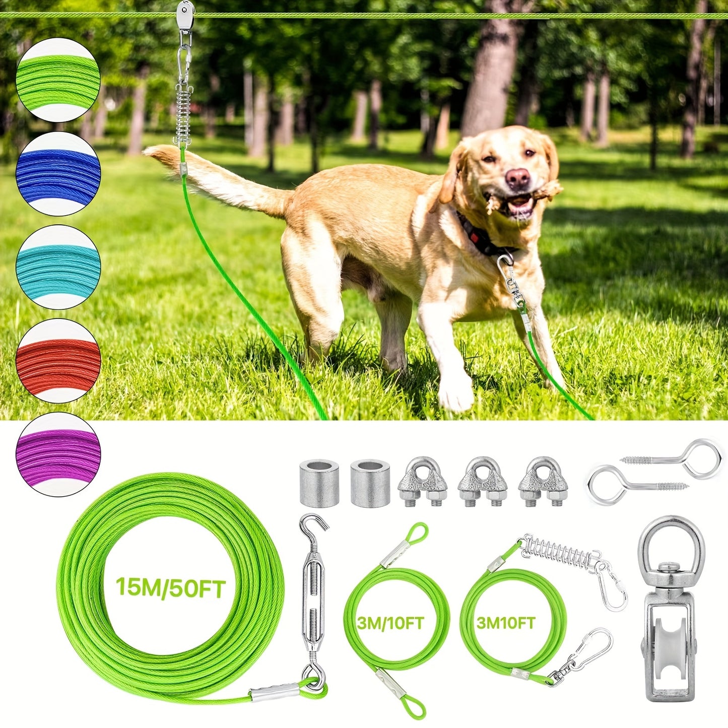 Longe pour chien- Dog Zipline - Le Chihuahua VoyageurFluorescent GreenFluorescent Green