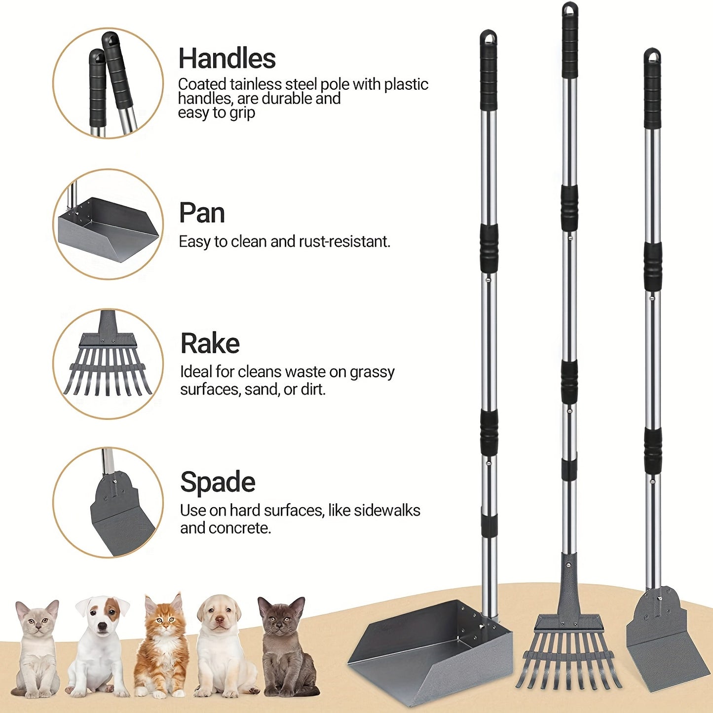 Ramasse crottes pour chien- Pooper Scooper Long Handle