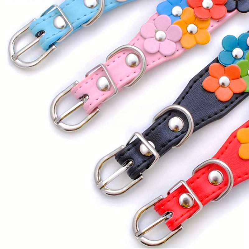 Collier en cuir pour chien- Double Row Of Flower