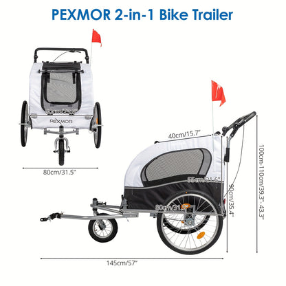 Remorque pour chien vélo | 2-en-1 Robuste 54kg