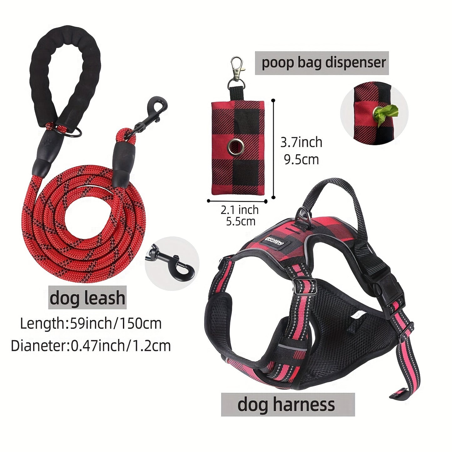Laisse pour chien- MiTOOE kit 3 pcs