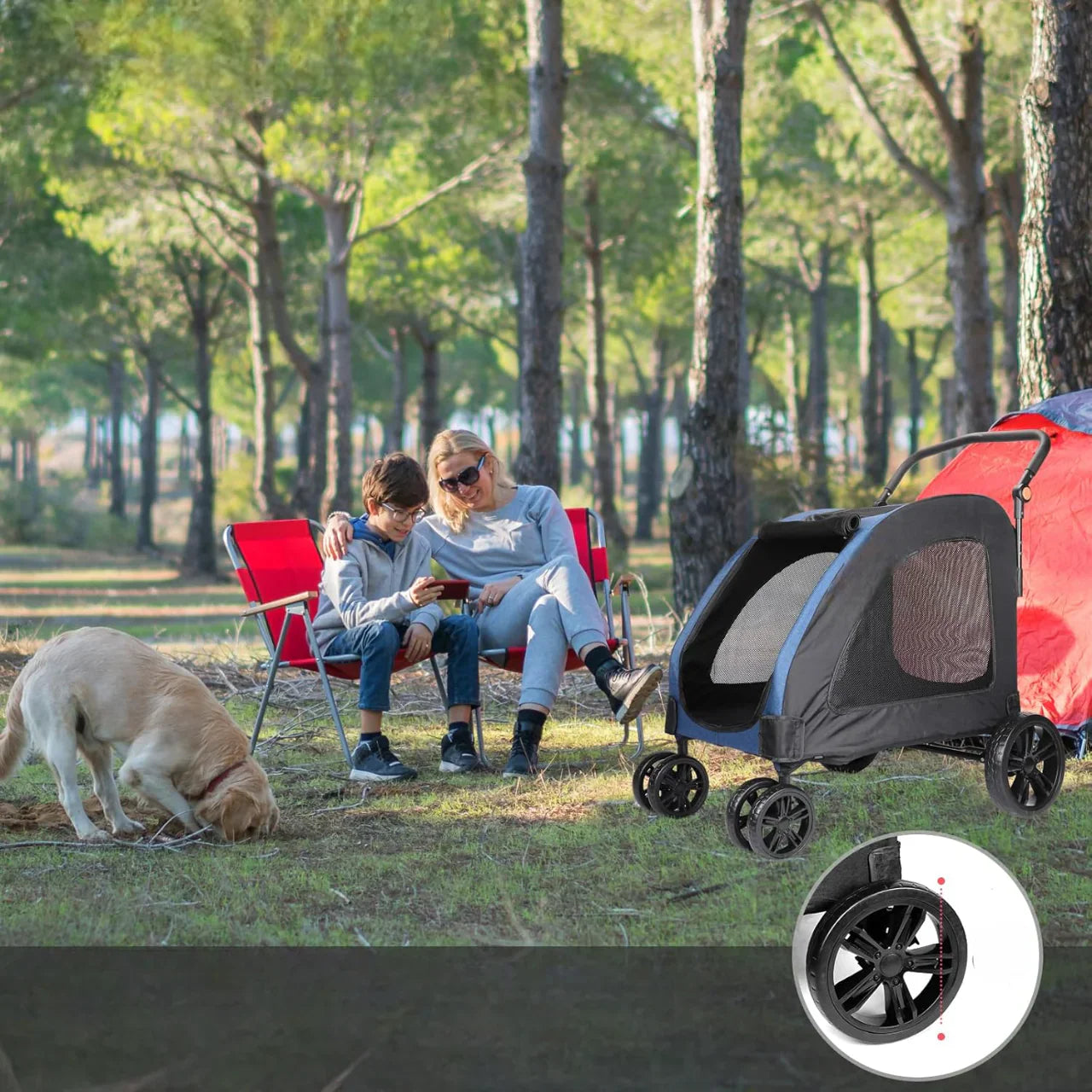 Poussette pour Chien - StrollyPet™ - Bleu - Le Chihuahua VoyageurBleu