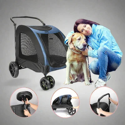Poussette pour Chien - StrollyPet™ - Bleu - Le Chihuahua VoyageurBleu