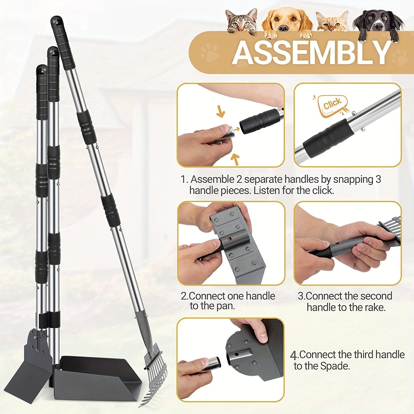 Ramasse crottes pour chien- Pooper Scooper Long Handle