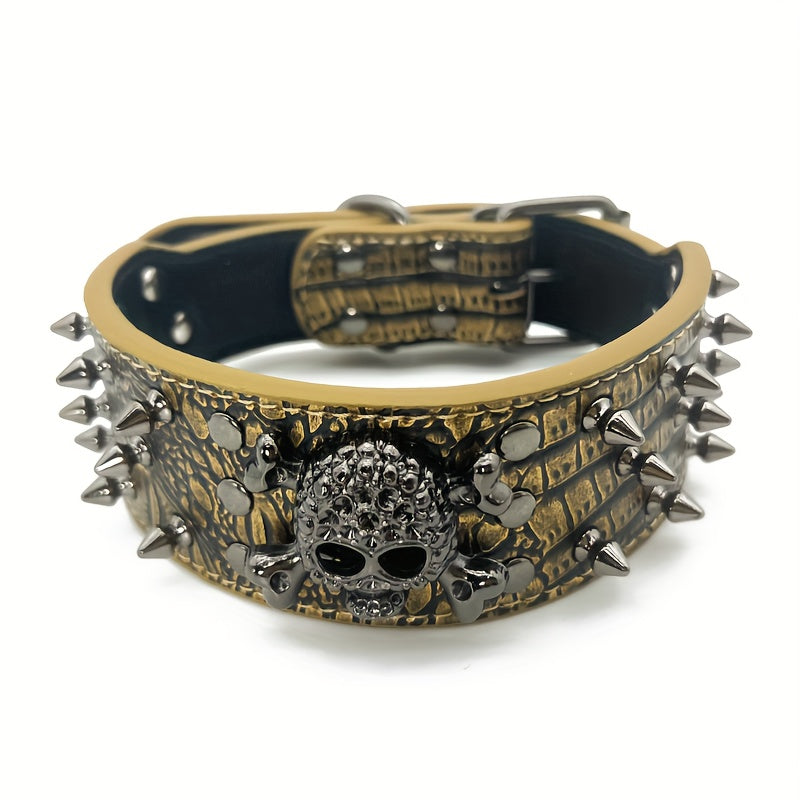Collier chien- Leather Spiked Studded