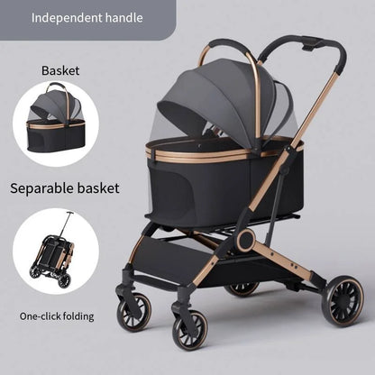 Poussette pour chien- Poussette panier polyvalent