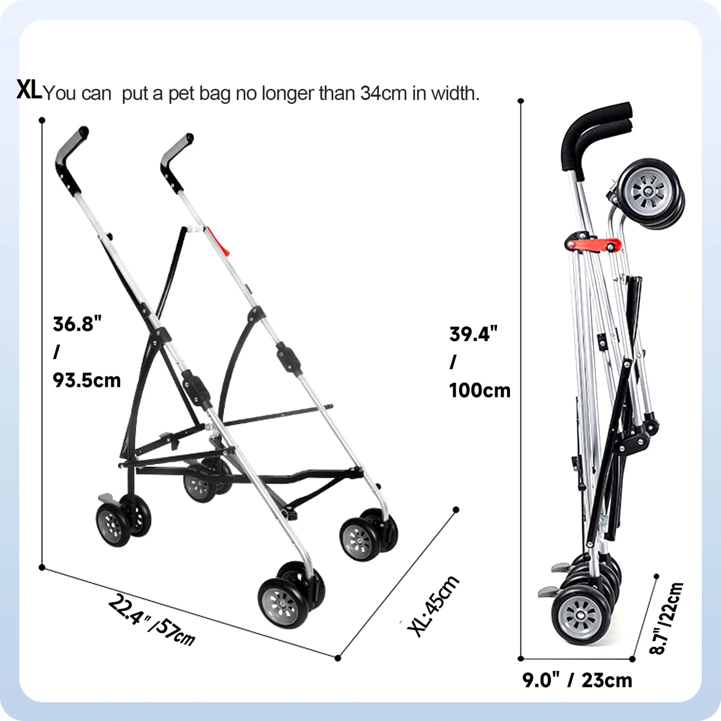 Poussette pour chien - Frame portatif
