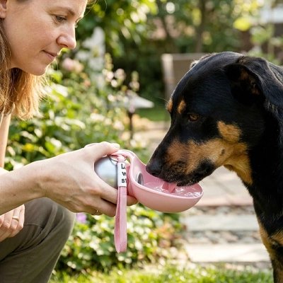Gourde pour Chien | Portable Étanche rose