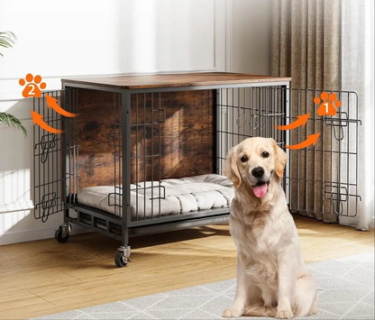 Cage chien- Brun Rustique