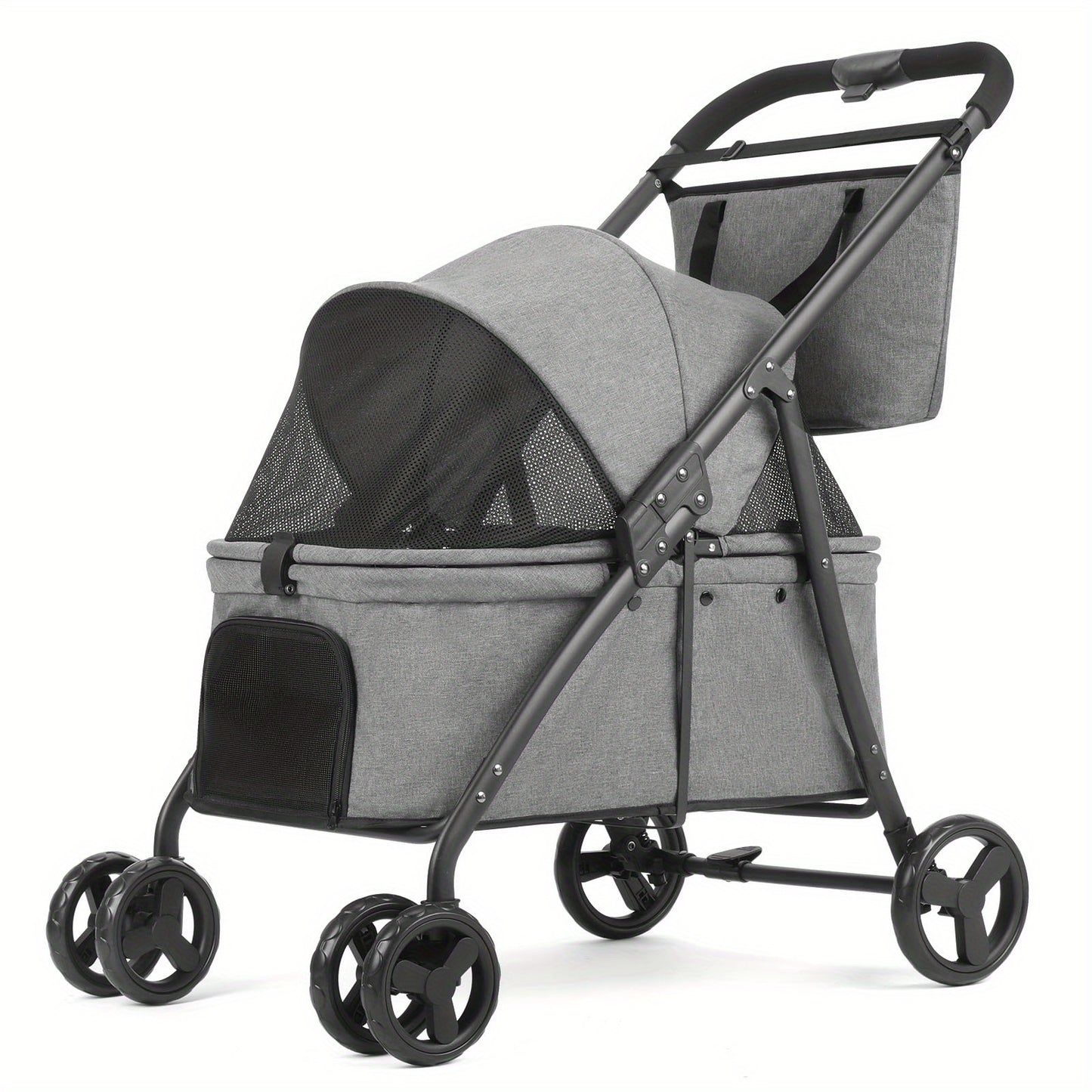Poussette chien | 3-en-1 Pliable gris