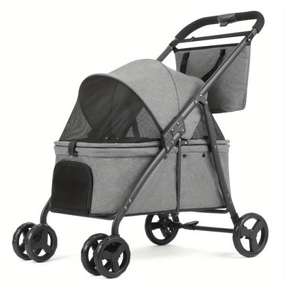 Poussette chien | 3-en-1 Pliable gris