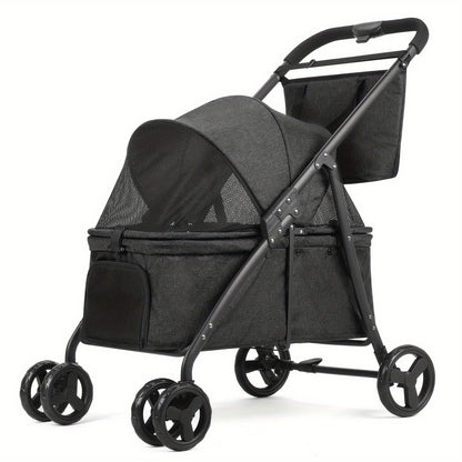 Poussette chien | 3-en-1 Pliable noir