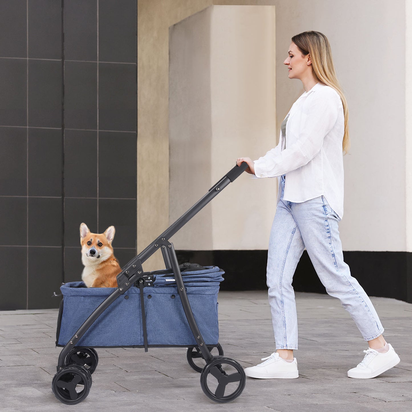 Poussette chien | 3-en-1 Pliable  storage