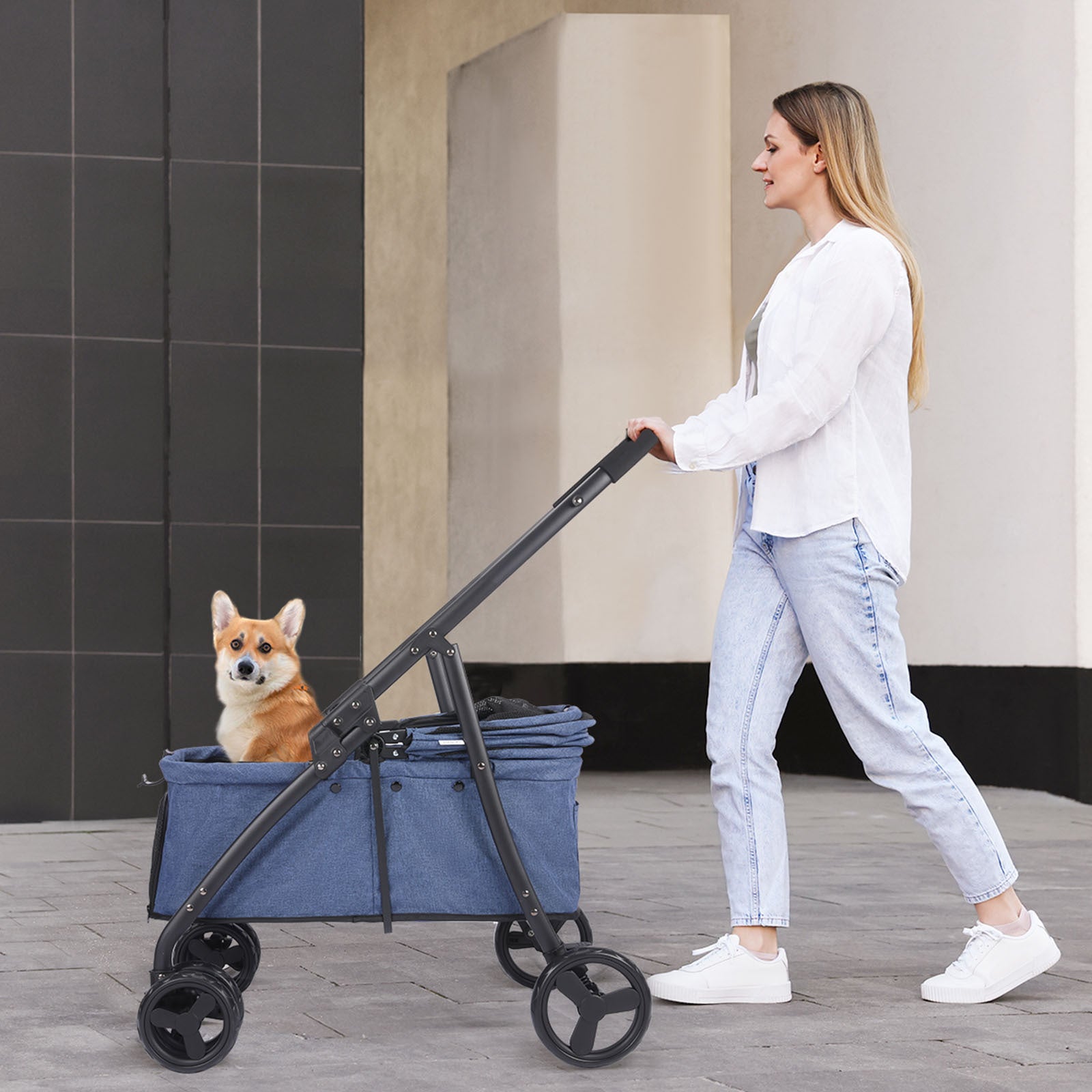 Poussette chien | 3-en-1 Pliable  storage