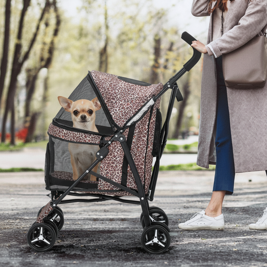 Poussette à chien |  MoNiBloom  Confort leopard