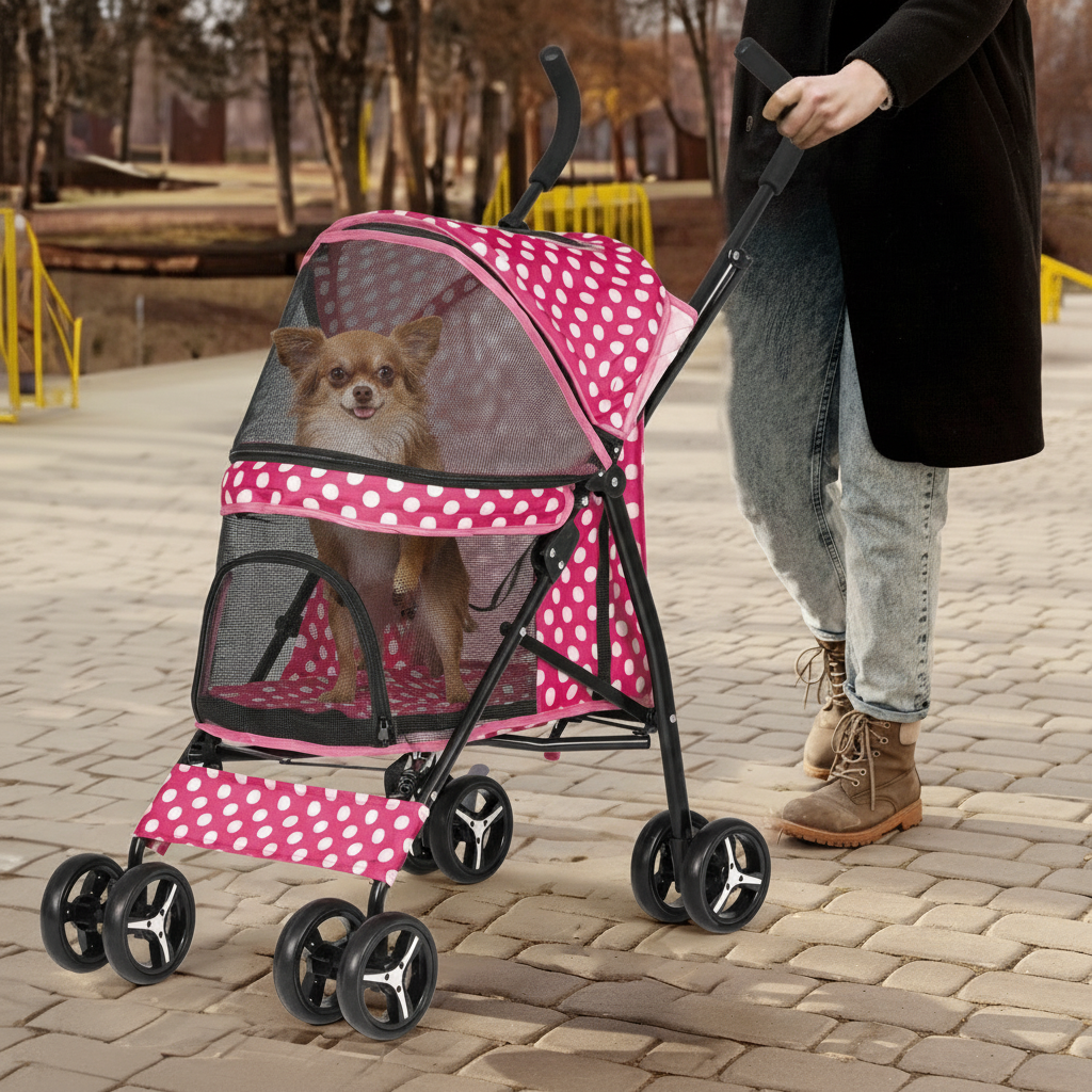 Poussette à chien |  MoNiBloom  Confort  rose