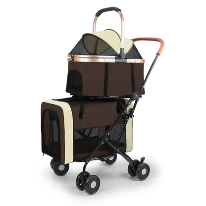 Poussette pour chien- Abdo Detachable Double-decker chocolate