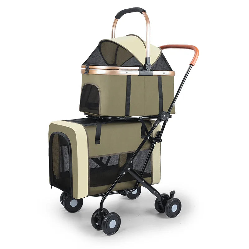 Poussette pour chien- Abdo Detachable Double-decker vert