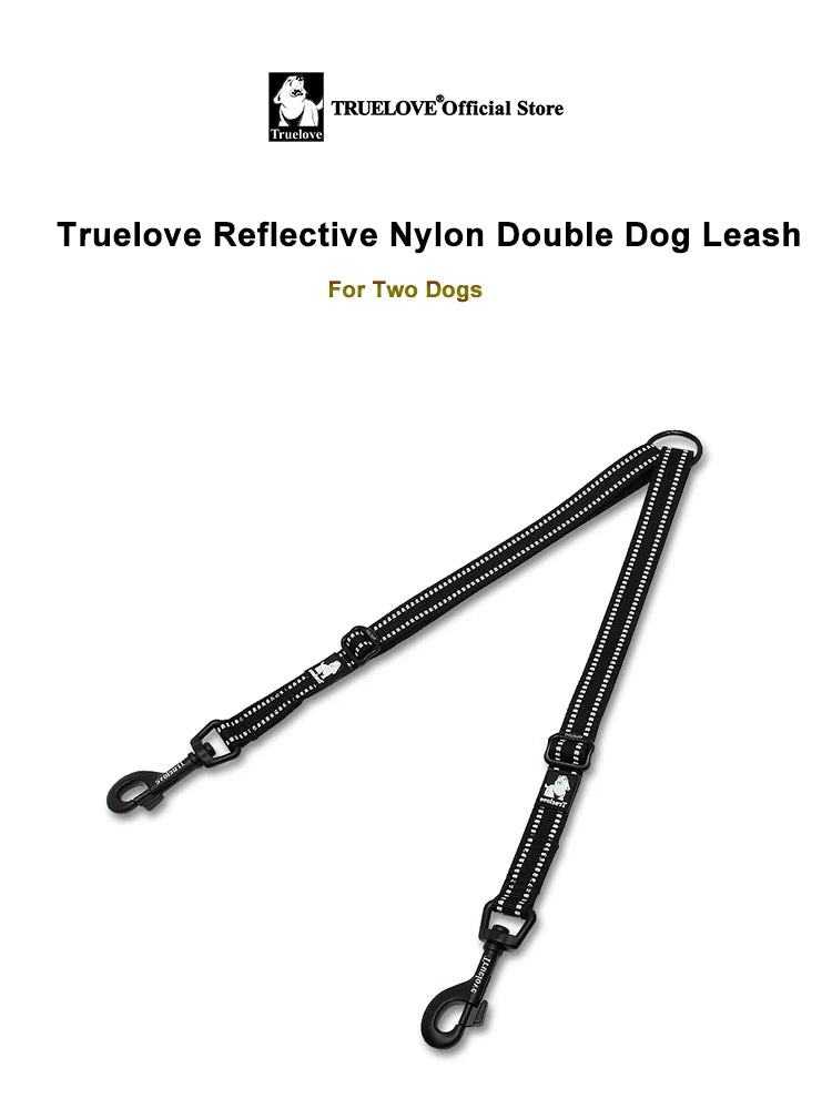Laisse pour chien- Truelove Reflective Nylon Double Dog Leash