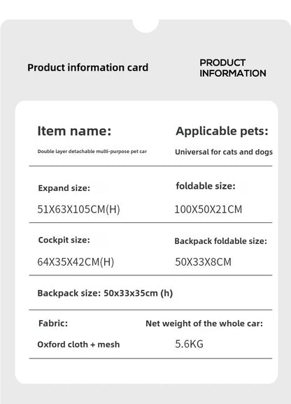 Poussettes pour chiens- Multifunctional double-layer