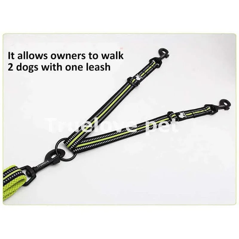 Laisse pour chien- Truelove Reflective Nylon Double Dog Leash