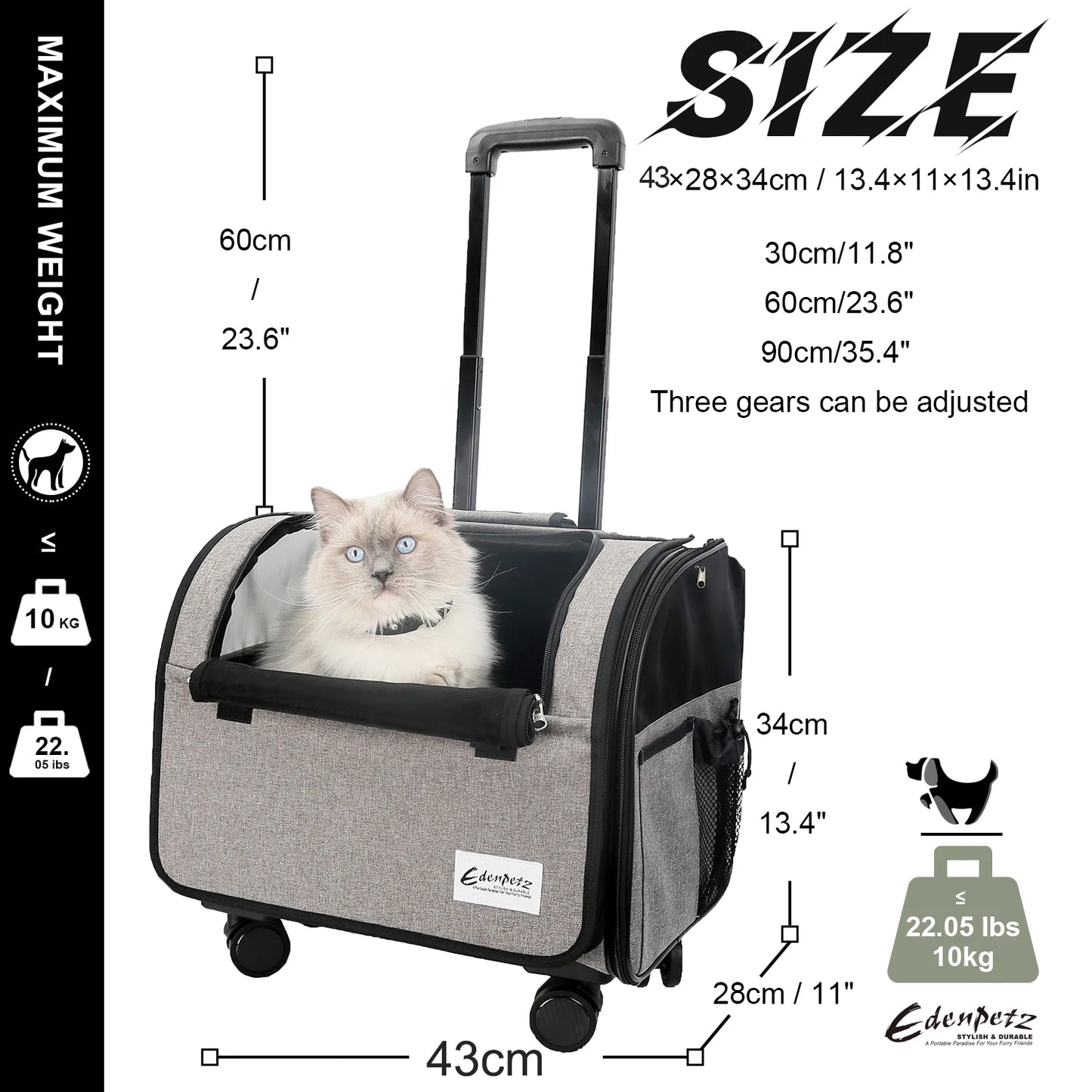 Cage de transport pour chien- Dog Trolley Rolling Luggage