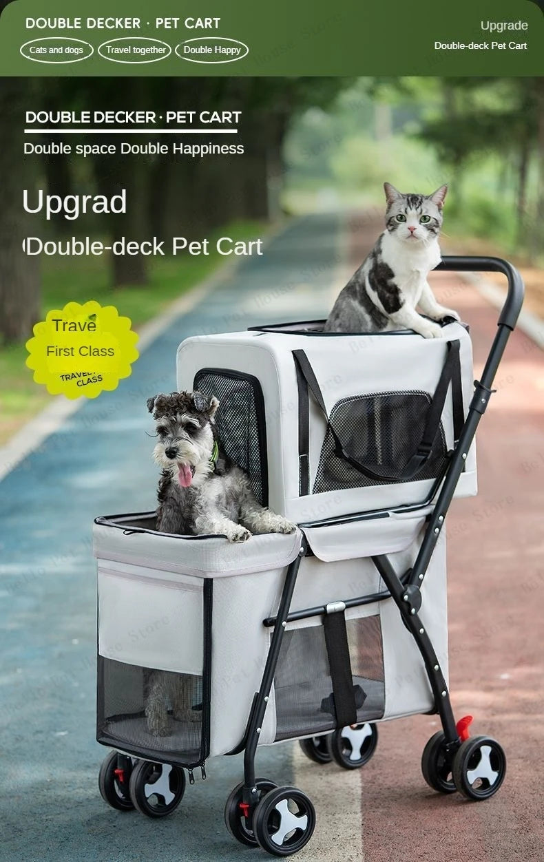Poussettes pour chiens- Multifunctional double-layer
