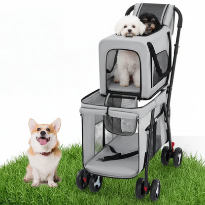 Poussettes pour chiens- Multifunctional double-layer