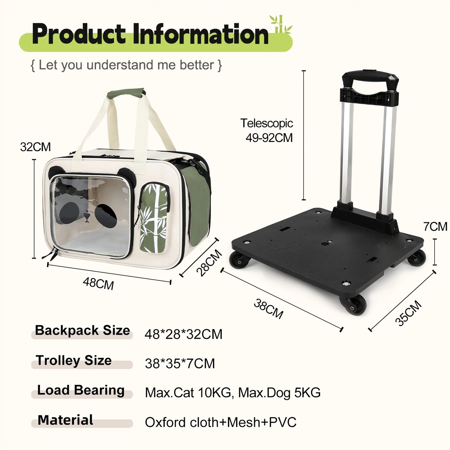 poussette pour chien- Valise pliable Panda