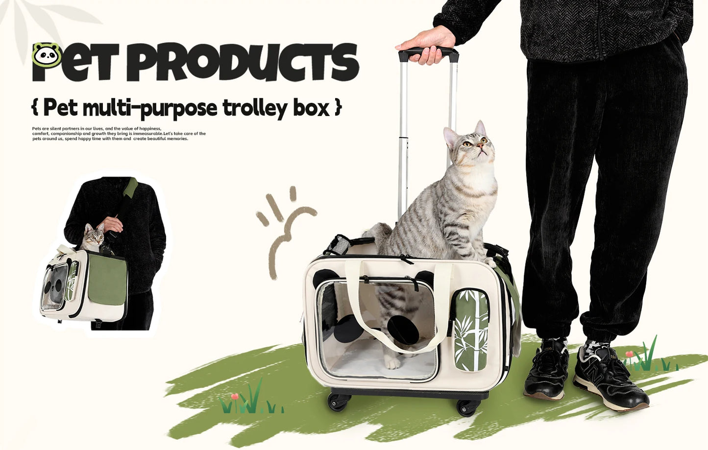 poussette pour chien- Valise pliable Panda