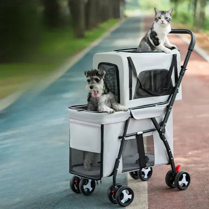 Poussettes pour chiens- Multifunctional double-layer