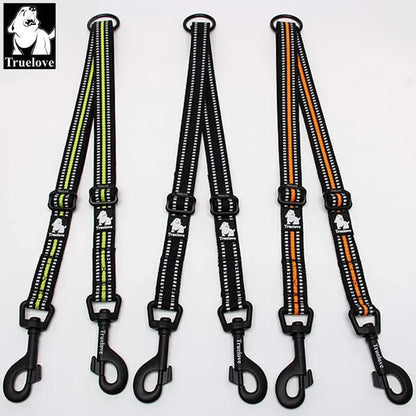 Laisse pour chien- Truelove Reflective Nylon Double Dog Leash