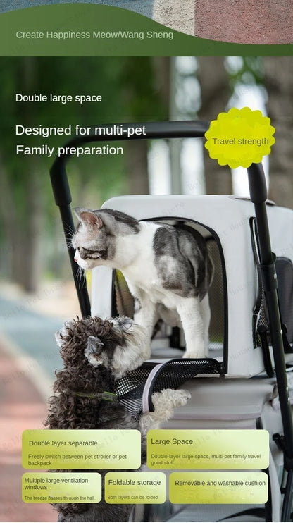 Poussettes pour chiens- Multifunctional double-layer
