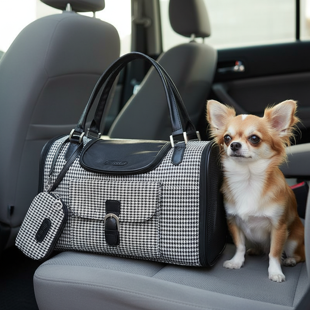 Sac pour transporter chien-Elegant Classique blanc chihuahua