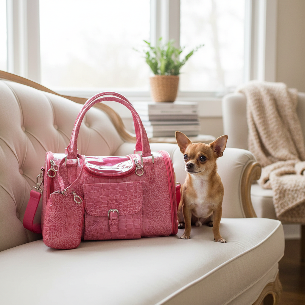 Sac pour transporter chien-Elegant Classique chihuahua rose