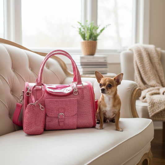 Sac pour transporter chien-Elegant Classique chihuahua rose