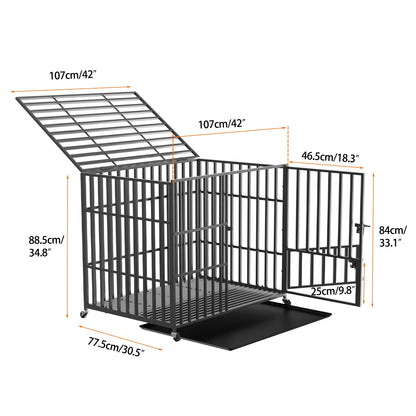 Cage chien- 3 portes Roulante