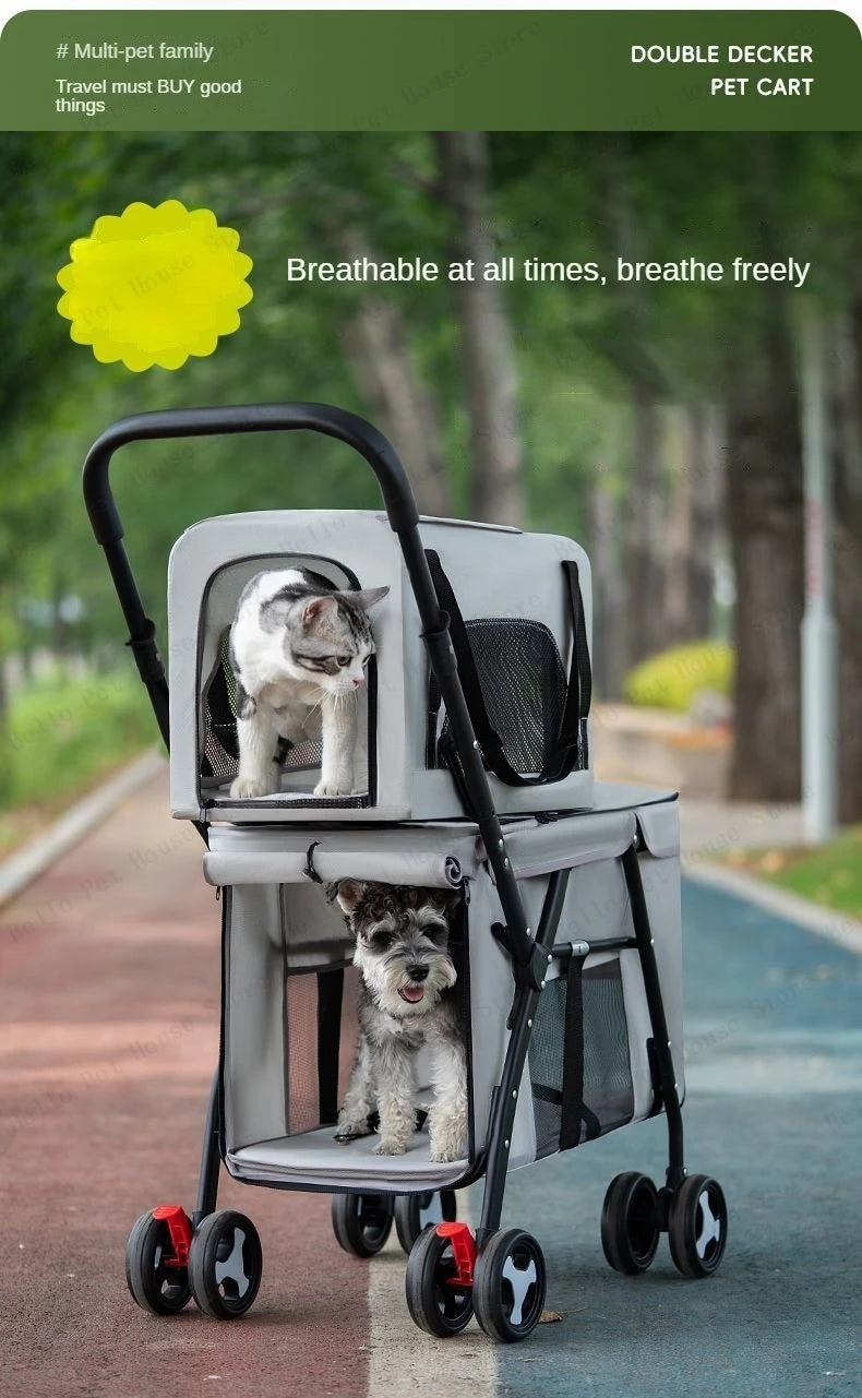 Poussettes pour chiens- Multifunctional double-layer