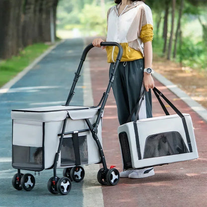 Poussettes pour chiens- Multifunctional double-layer