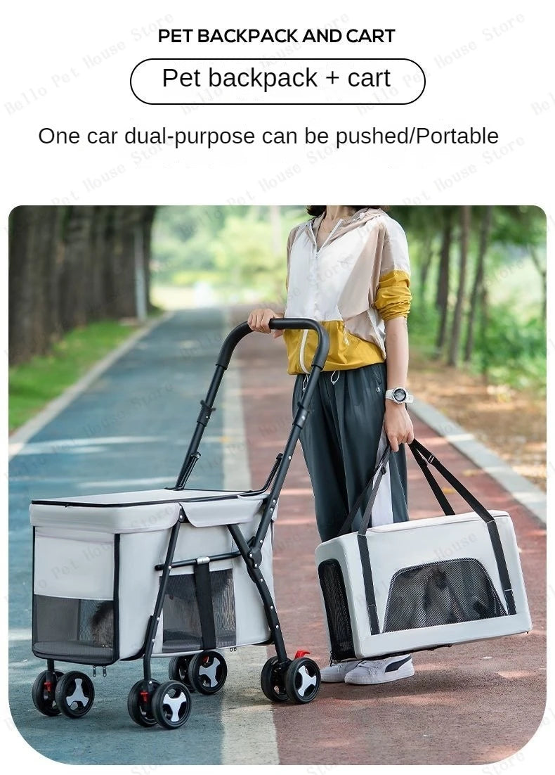 Poussettes pour chiens- Multifunctional double-layer