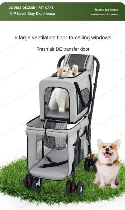 Poussettes pour chiens- Multifunctional double-layer
