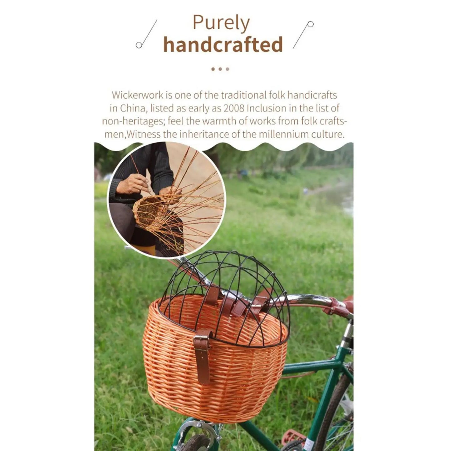 Panier pour chien pour vélo | Rotin Sécurisé