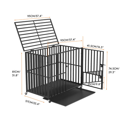 Cage chien- 3 portes Roulante